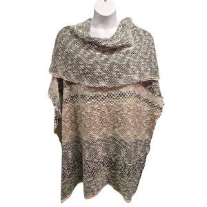 Umgee Womens Medium /Large Cowl Neck  Poncho  Bohemian Knitwear